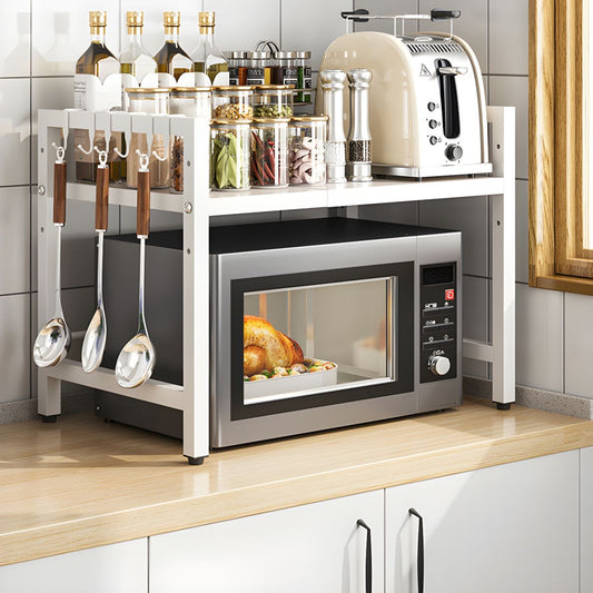 Expandable Microwave Stand 2-Tier with Utensil Holder