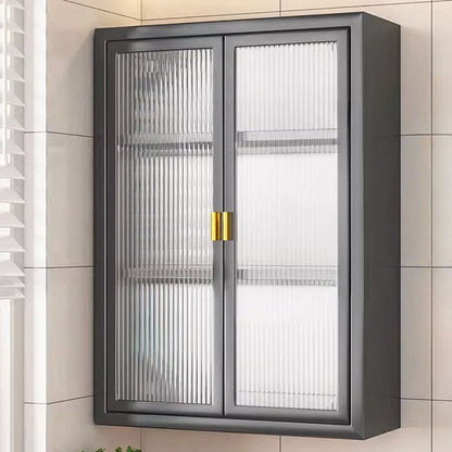 Metal Black Kitchen Cabinet Wall Mounted Organizer with Sleek Doors