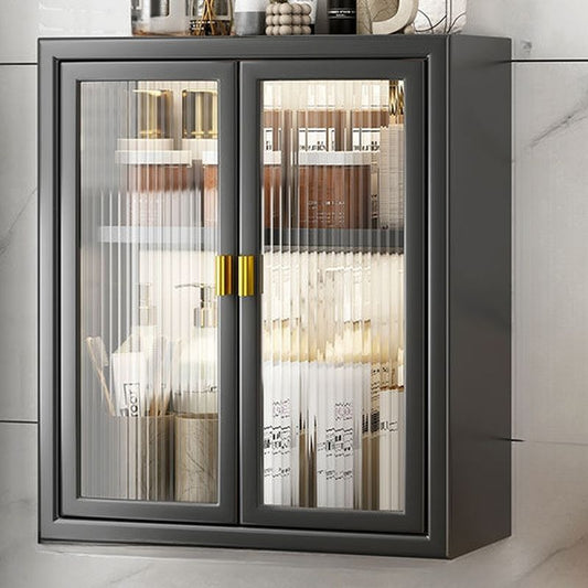 Metal Black Kitchen Cabinet Wall Mounted Organizer with Sleek Doors