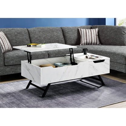 White Faux Marble Grain Coffee Table