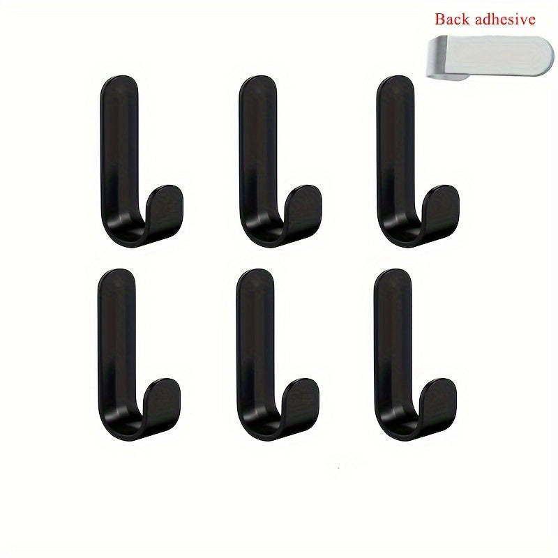 Stainless Steel Punch-Free Wall Mounted Hooks (Set Of 6)