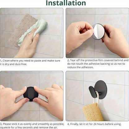 Stainless Steel Punch-Free Wall Mounted Mini Towel Holder (set of 2)