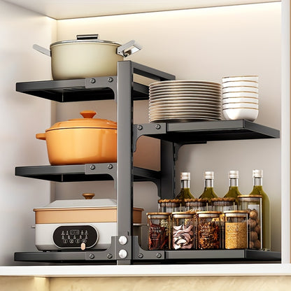 Kitchen Organizer Rack for Pots and Pans, Multi-Layer Adjustable Tiered Shelf