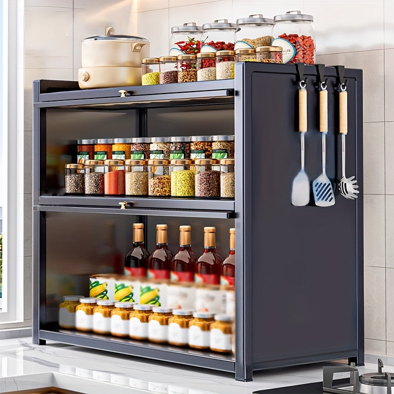 Metal Black Storage Cabinet Organizer with Drop Doors