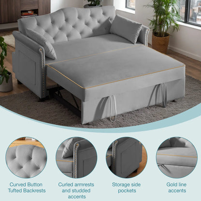 Latitude 57.5" Modern Velvet Sleeper Sofa Bed