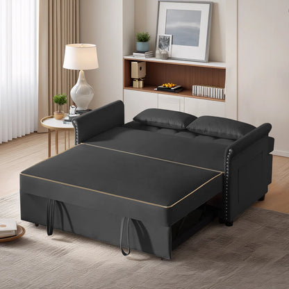 Latitude On 57.5" Modern Velvet Sleeper Sofa Bed