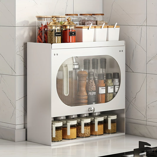 Metal White Kitchen Storage Cabinet Organizer with Drop Door