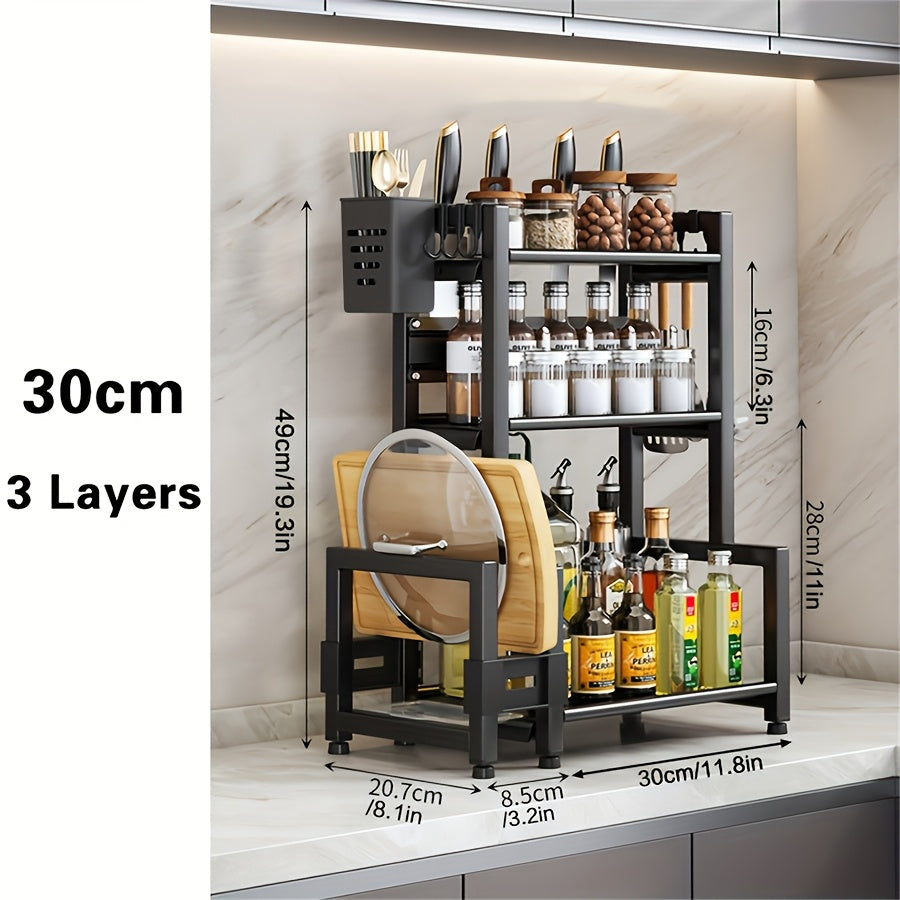 Kitchen Organizer Multi-Tier with Spice Rack, Knife & Utensil Holder