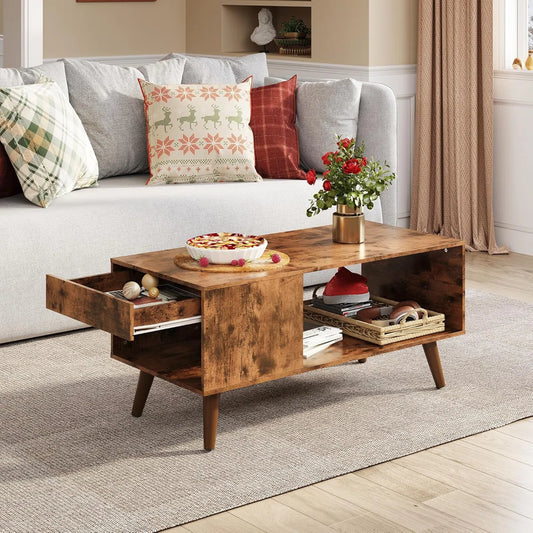 Modern Center Table With Open Storage Shelf