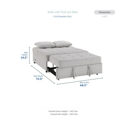 Armless Textured Sofa with Pull-Out Bed