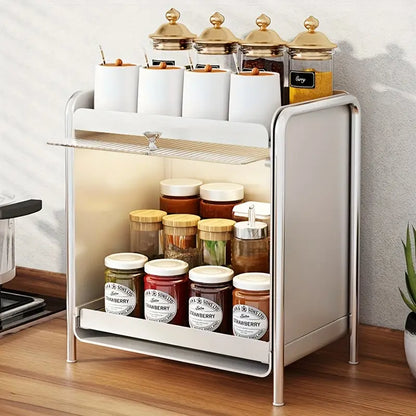 Metal Pull-Out Kitchen Organizer with Sliding Door