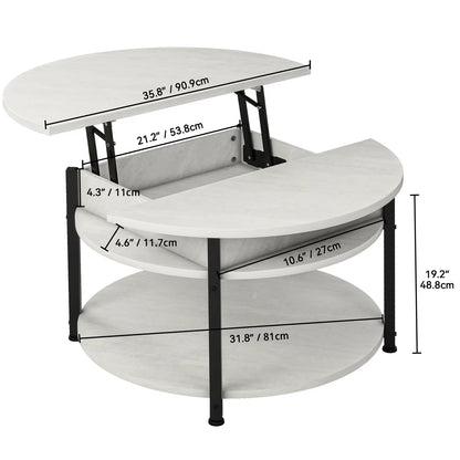 Round Lift Top Coffee Table With Storage