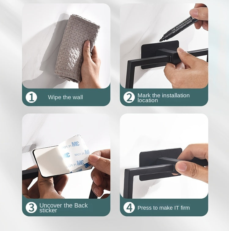 Stainless Steel Punch-Free Wall Mounted Rectangle Towel Holder