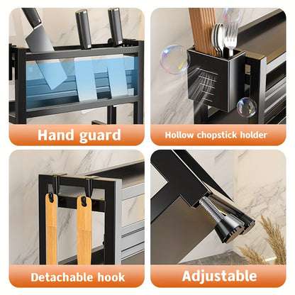 Kitchen Organizer Multi-Tier with Spice Rack, Knife & Utensil Holder