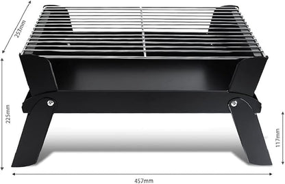 Black Foldable Outdoor Barbecue Grill With Stainless Steel Grilling Mesh