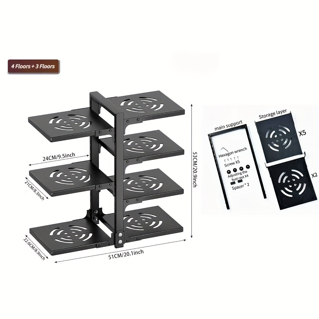 Kitchen Organizer Rack for Pots and Pans, Multi-Layer Adjustable Tiered Shelf