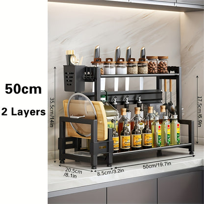 Kitchen Organizer Multi-Tier with Spice Rack, Knife & Utensil Holder