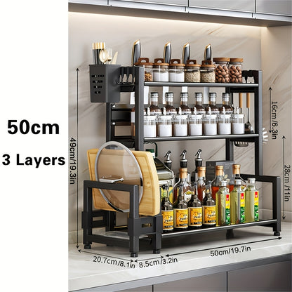 Kitchen Organizer Multi-Tier with Spice Rack, Knife & Utensil Holder