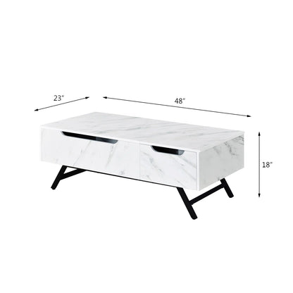 White Faux Marble Grain Coffee Table