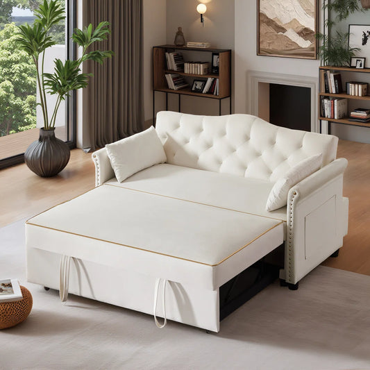 Latitude Wide 57.5" Modern Velvet Sleeper Sofa Bed