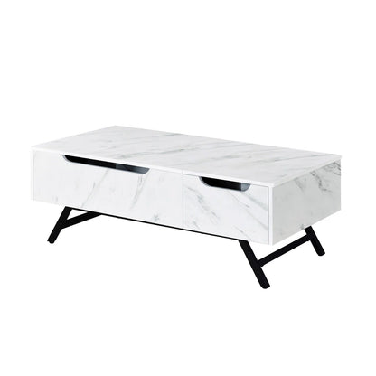 White Faux Marble Grain Coffee Table