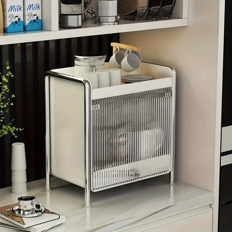 Metal Pull-Out Kitchen Organizer with Sliding Door