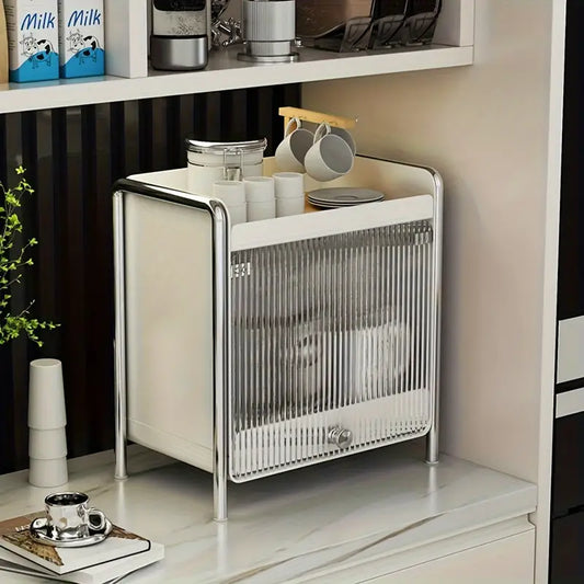 Metal Pull-Out Kitchen Organizer with Sliding Door