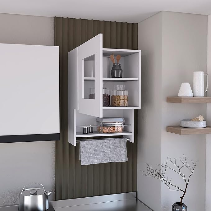Kitchen wall cabinet 20" H, with towel rack and spice rack