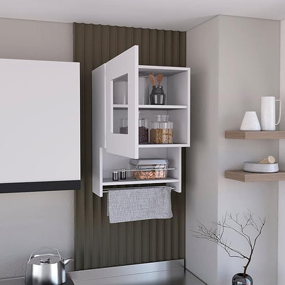 Kitchen wall cabinet 20" H, with towel rack and spice rack