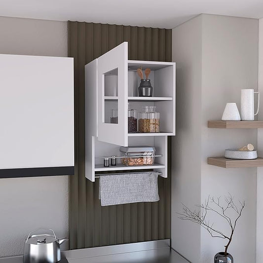Kitchen wall cabinet 20" H, with towel rack and spice rack