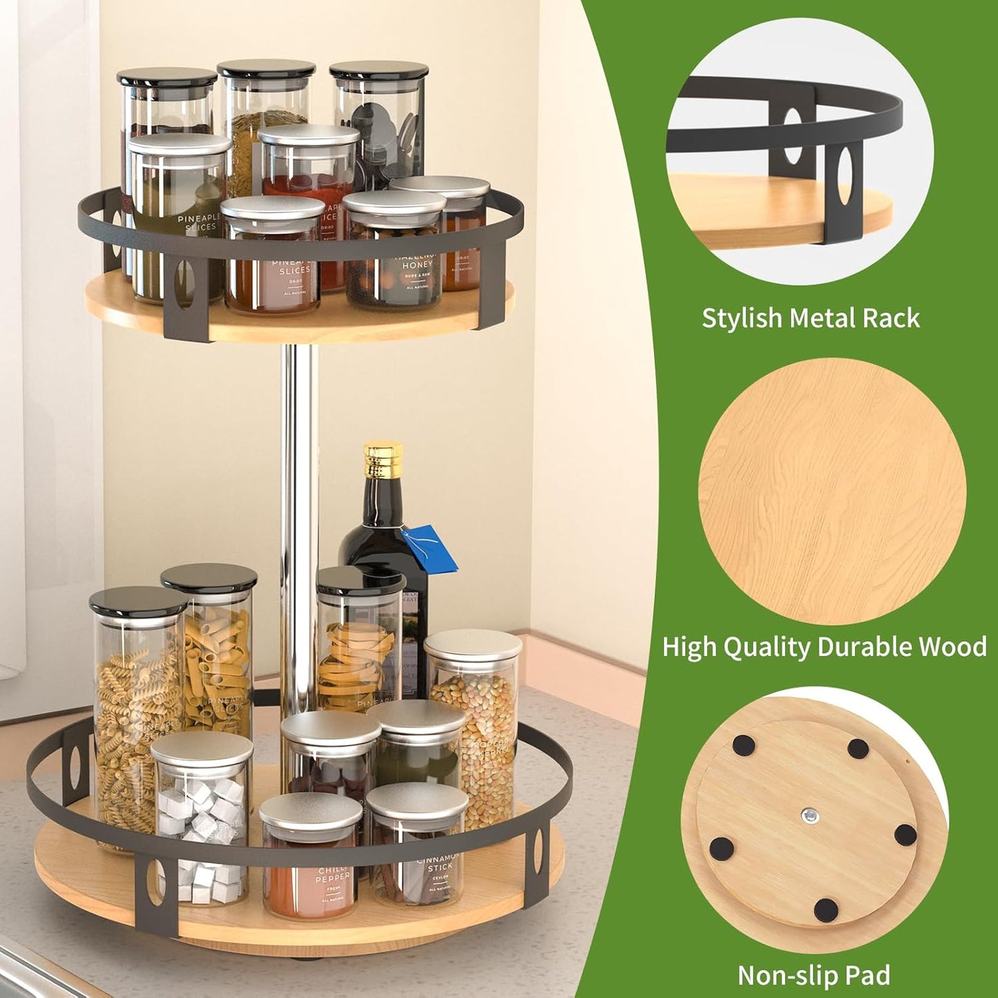 Kitchen, Bathroom, Makeup & 360 Rotate Round Office Organizer Rack