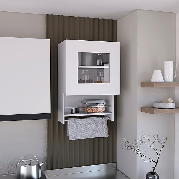 Kitchen wall cabinet 20" H, with towel rack and spice rack