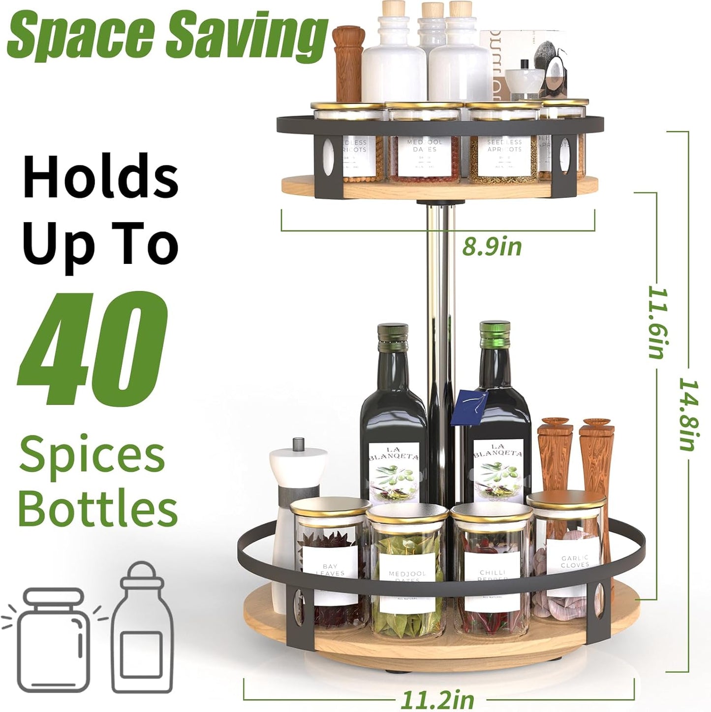 Kitchen, Bathroom, Makeup & 360 Rotate Round Office Organizer Rack