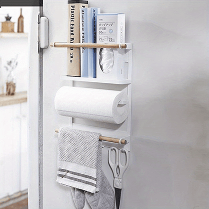 Kitchen Refrigerator Storage Rack, Magnetic Shelf With Paper Towel Holder.