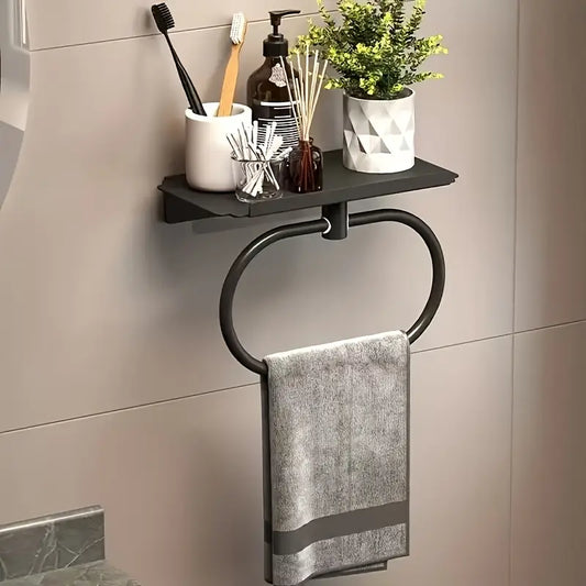 Stainless Steel Wall Mounted Metallic Towel Holder With Rack