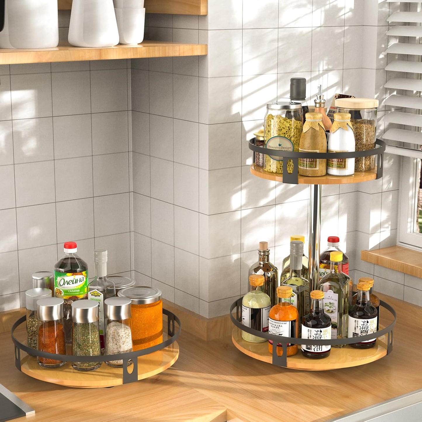 Kitchen, Bathroom, Makeup & 360 Rotate Round Office Organizer Rack