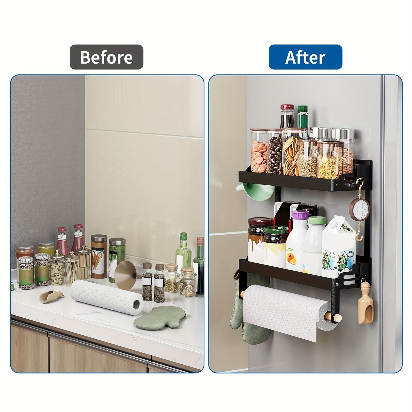 Magnetic kitchen Rack With Hooks