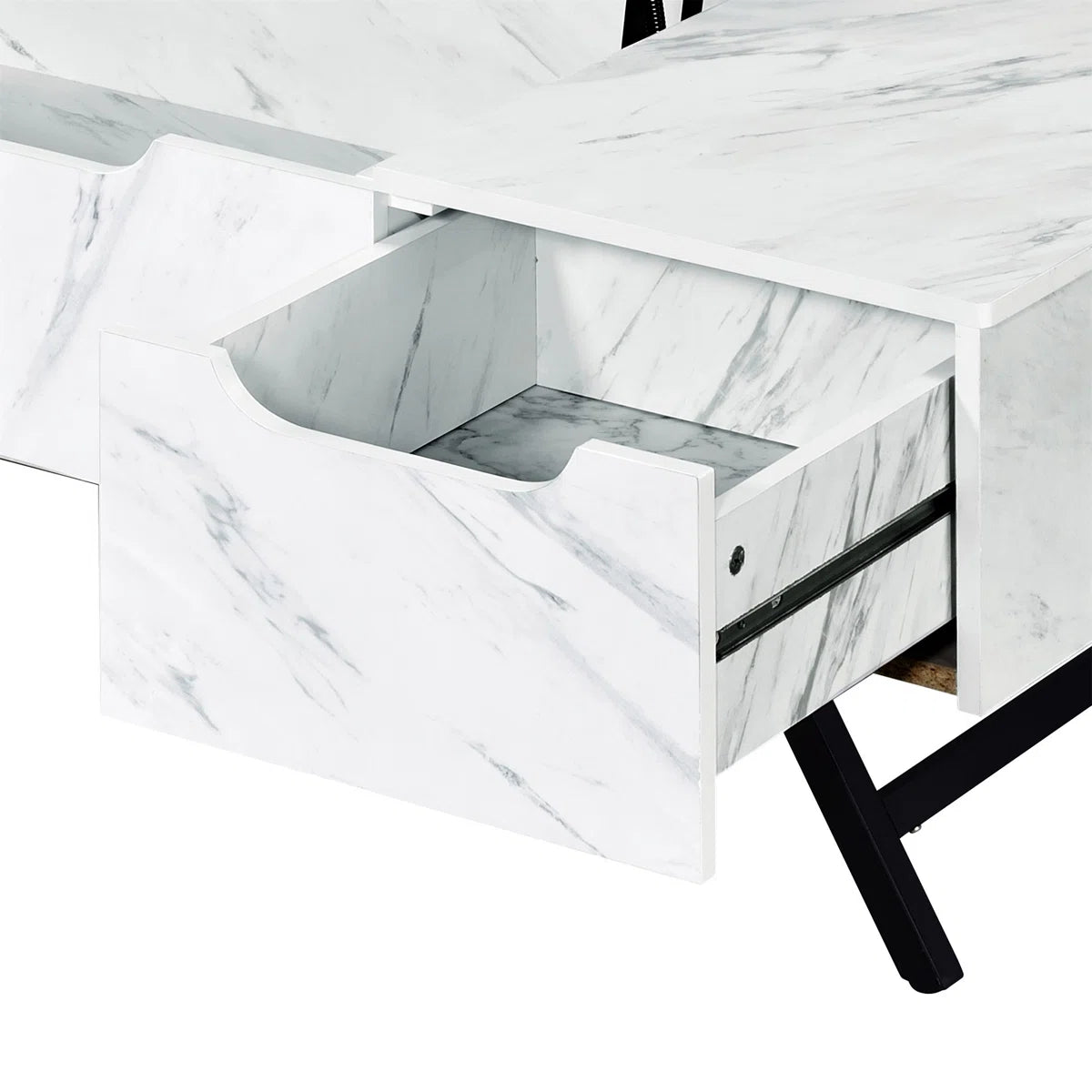 White Faux Marble Grain Coffee Table