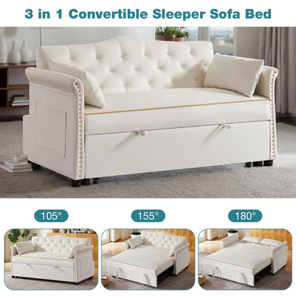 Latitude Wide 57.5" Modern Velvet Sleeper Sofa Bed