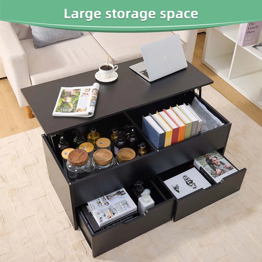 Lift-Top Coffee Table with Storage Compartment & 2 Drawers