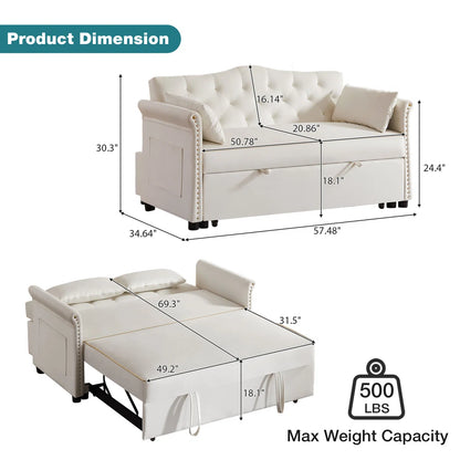 Latitude Wide 57.5" Modern Velvet Sleeper Sofa Bed