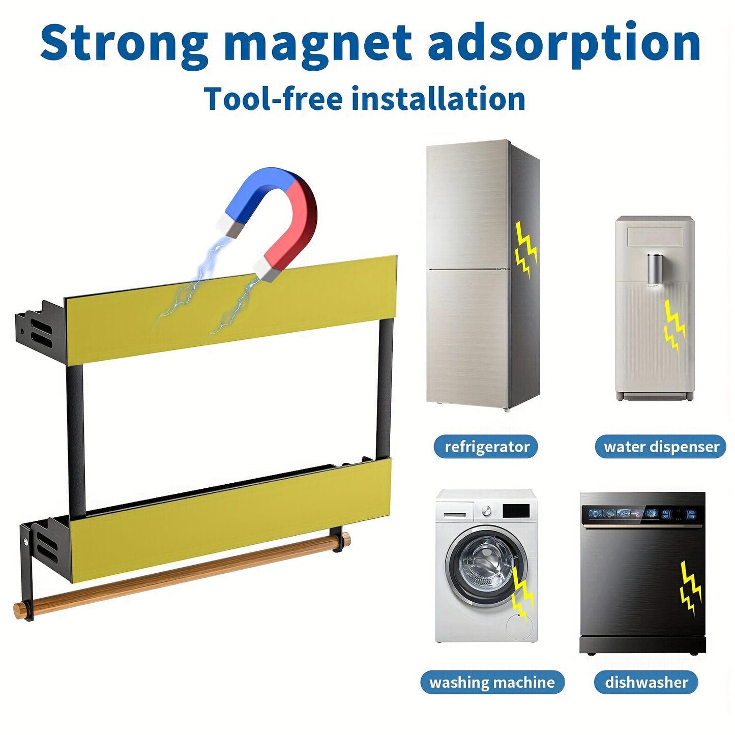 Magnetic kitchen Rack With Hooks