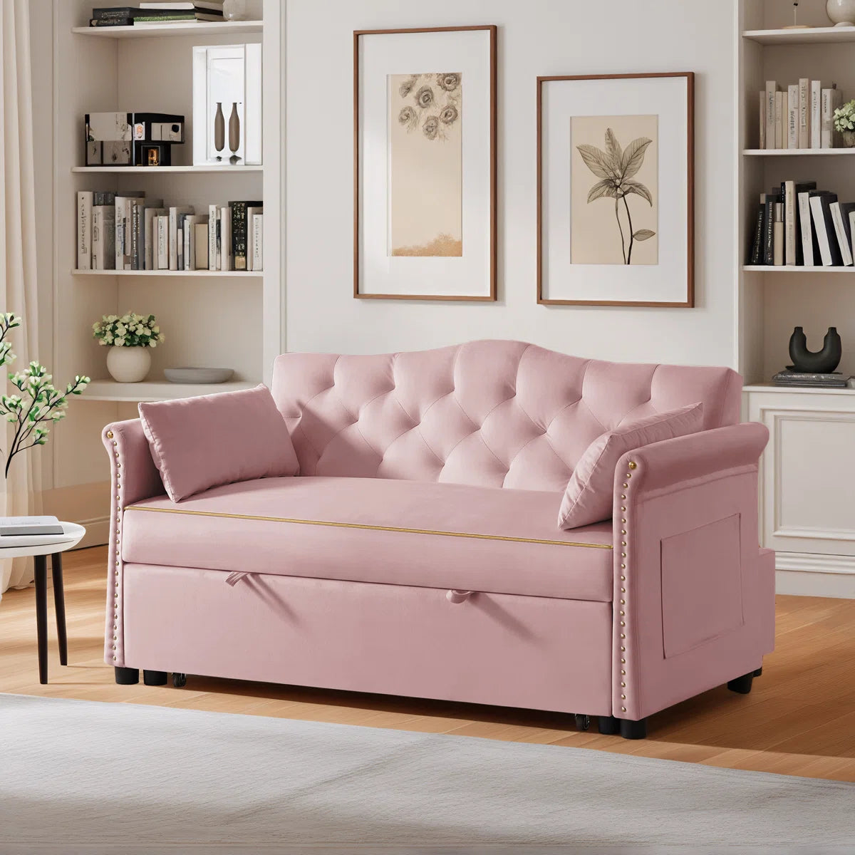 Latitude Run 57.5" Modern Velvet Sleeper Sofa Bed