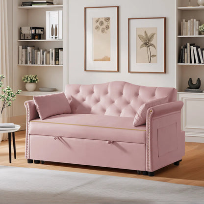 Latitude Run 57.5" Modern Velvet Sleeper Sofa Bed