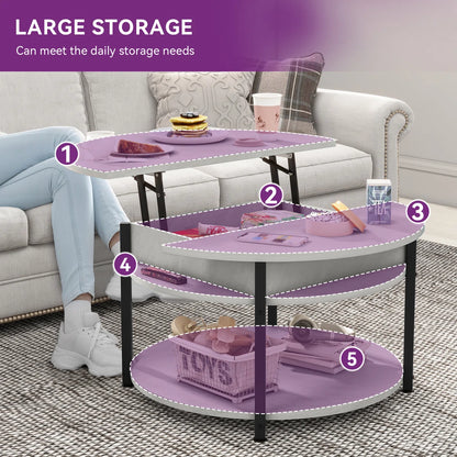 Round Lift Top Coffee Table With Storage