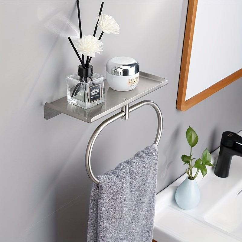 Stainless Steel Wall Mounted Metallic Towel Holder With Rack