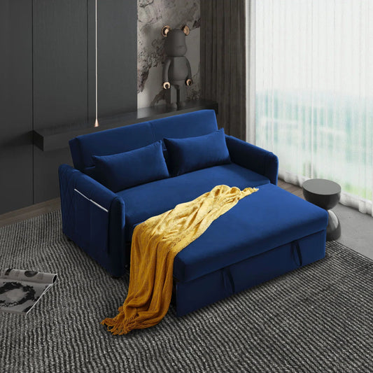 55'' Velvet Reclining Sleeper Sofa Bed