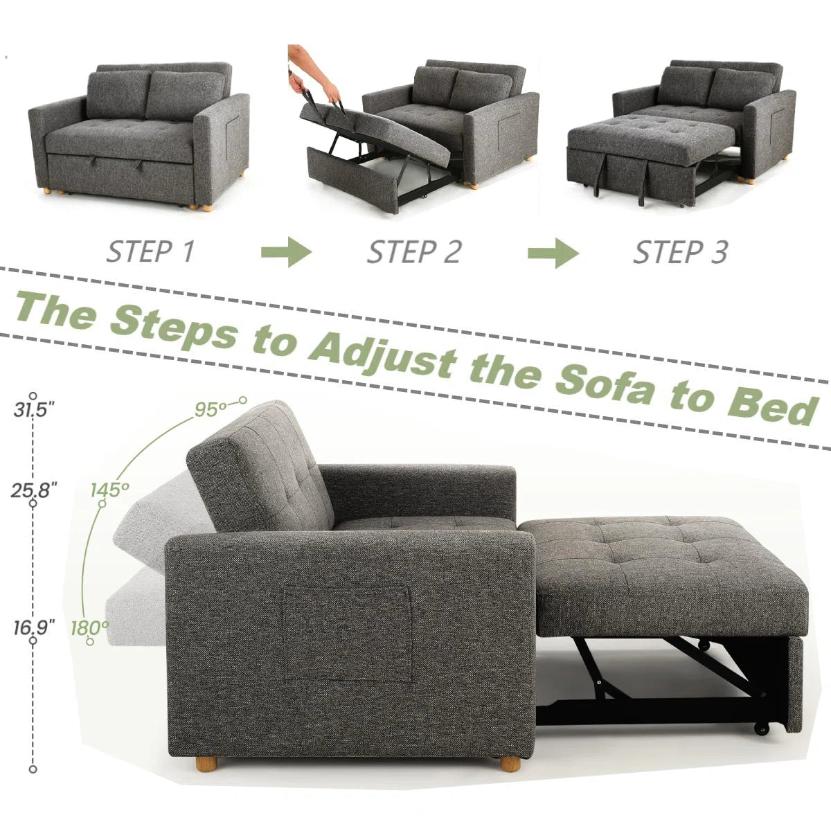 Makayla 38'' Reclining Sleeper Sofa