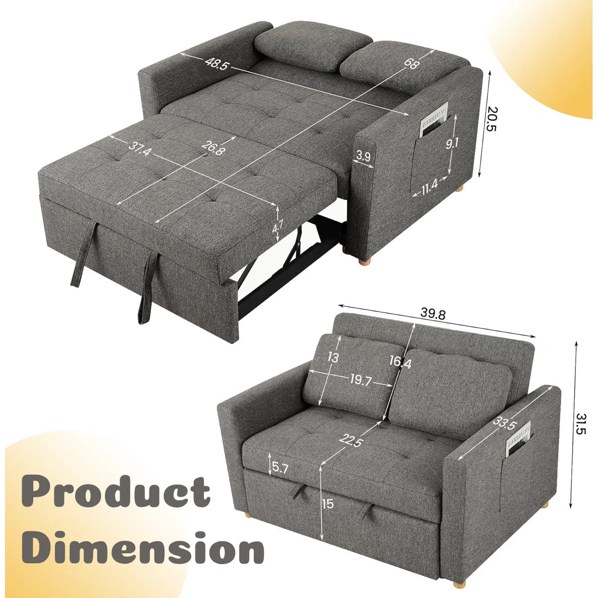 Makayla 38'' Reclining Sleeper Sofa