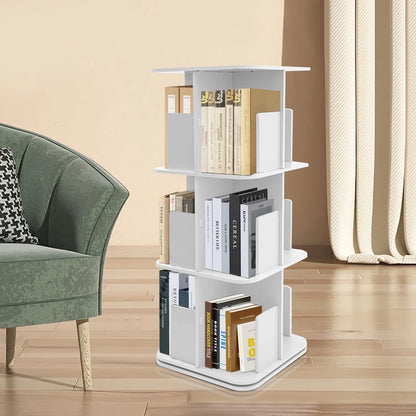 Mencos 3 Tier Rotating Corner Bookcase
